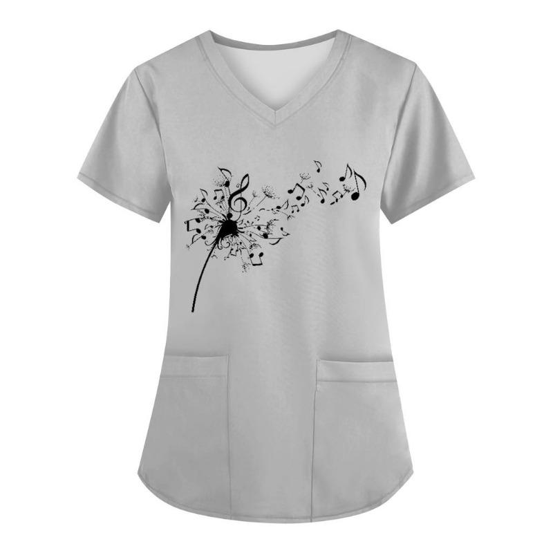 Plus Size Women's Fashion V-neck Short Sleeve Workwear with Pockets 3D Printed Tops