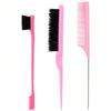 3pcs/set Hairdressing Tools Including Teasing Brush, Dip Dye Brush, Pointed Tail Comb, Eyebrow Brush, Great For Diy Hairstyles