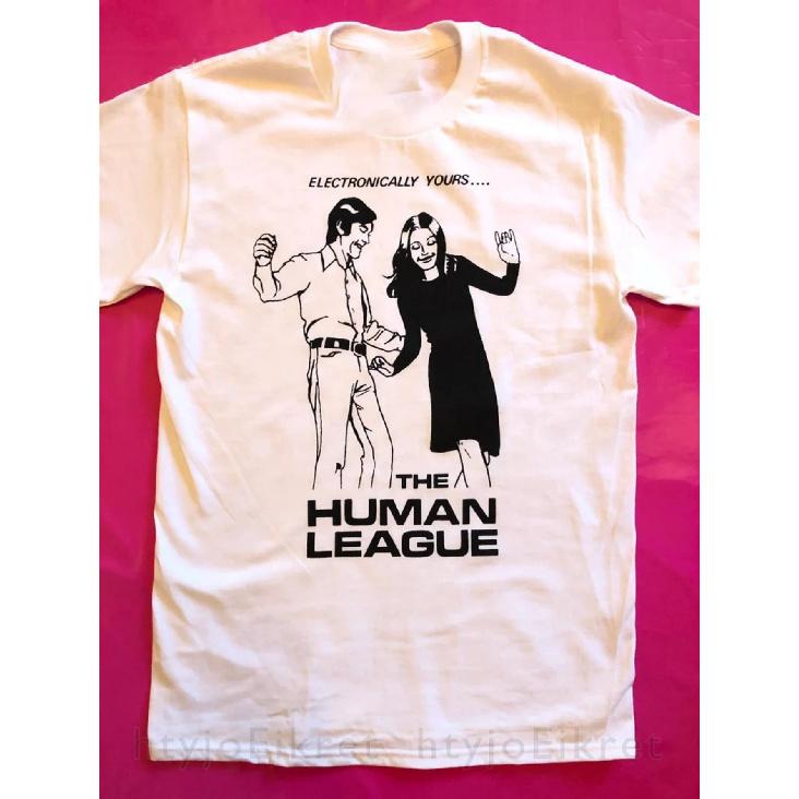 Men s & Heavyweight 100% Cotton The Human League Electronically Yours Album Cover T-Shirt - Vintage 80s Band Tee with Iconic Logo Print, Soft Retro S белый