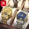 OLEVS 9910 Watch For Men Luxury Waterproof Mechanical Man Watch Stainless Steel Hollow Skeleton Calendar Automatic Hand Clock