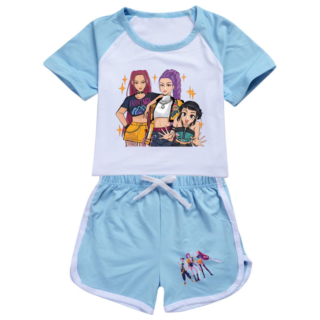 Kpop Demon Hunters Children Summer Short Sleeve Shorts Sport Set With Soft Cotton Fabric For Active Play