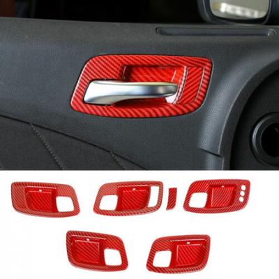 Interior Door Handle Bowl Decor Cover Trim for Dodge Charger 2011+ Red Carbon