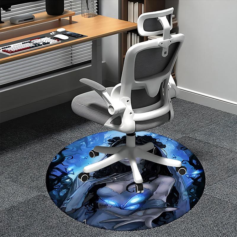 Zombie Bride Horror Theme Ethereal Butterfly Fantasy Chair Mat - Round Carpet for Home Decor 80cm