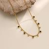 Exquisite European & American 18K Gold-Plated Titanium Steel Necklace with Colorful Glass Beads