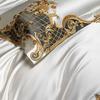 4/6/7Pcs European Luxury Gold Embroidery Satin 1000TC Egyptian Cotton Bedding Set Soft Silky Duvet Cover Bed Sheet Pillowcases