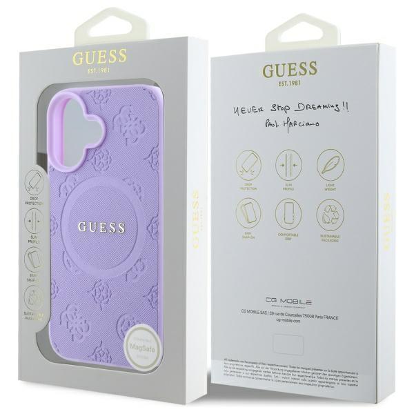 Guess Guhmp16Mpsapsmeu Iphone 16 Plus    6.7 Fioletowy/Purple Hardcase Saffiano Peony Classic Logo Magsafe