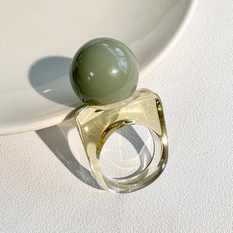 Mode Personlighet Design Harts Kulformad Fyrkantiga Ringar För Kvinnor Temperament Geometrisk Tjock Chunky Fingerring Smycken Fest