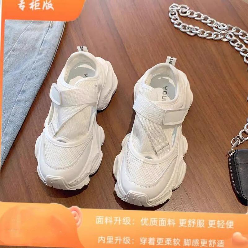 

Hollow breathable dad shoes women s summer thick sole heightening Velcro sandals casual sneakers 40