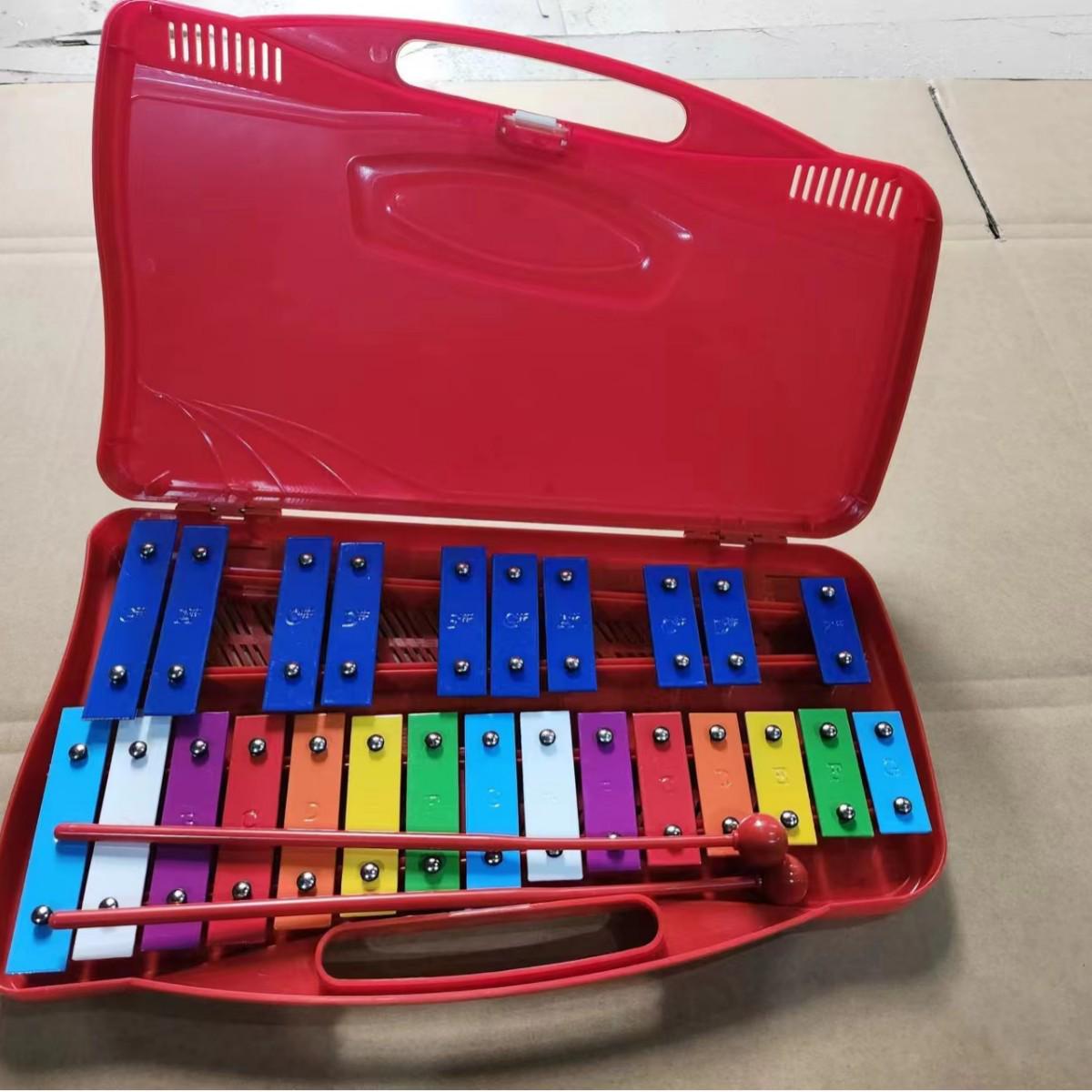 Детский алюминиевый ксилофон Орфа на 25 тонов – Музыкальный инструмент для раннего развития малышей красный