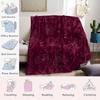 Burgundy Blooms Flannel Blanket Warm Soft Halloween Christmas Couch Warm Cozy Decorative Decor Gift for All Season