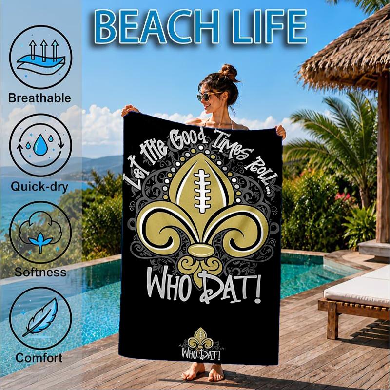 Who Dat Nation Football Beach Towel, Microfiber Beach Towel, Perfect For Pool, Beach, Travel, Home Decor Beach Party Fan gifts