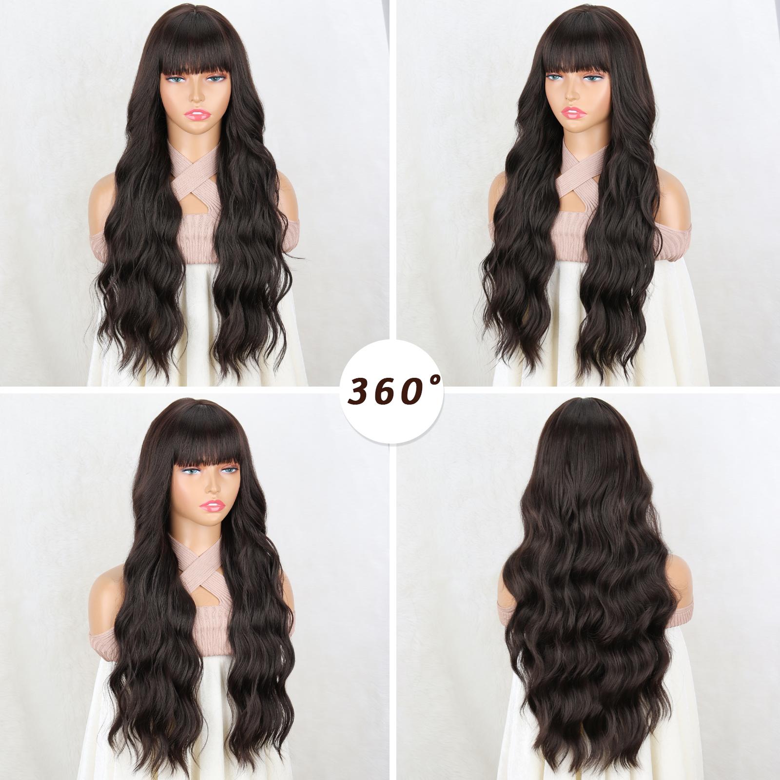 

Синтетические длинные парики XINRAN с натуральной волной и челкой, термостойкое волокно для женщин, повседневный косплей 65cm