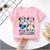 New Mickey Minnie Childrens Pure Cotton Shortsleeved Boys Sports Shirt Girls Casual Top with Cartoon Print Summer Tshirt