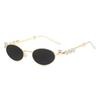 Diamond-encrusted oval metal glasses European and American pearl small frame glasses frame feeling plain plain glasses plain sunglasses