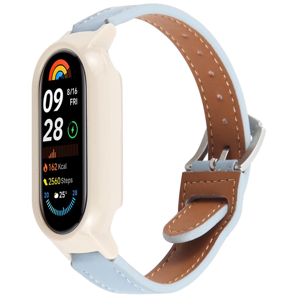For Xiaomi Smart Band 8 PC Watch Case Integrated Ultra Fiber Leather Quick Release Watch Strap