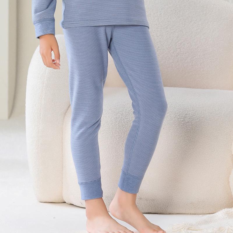 Kinder Nahtlose Gestreifte Warme Hosen: Jungen- & Mädchen- Herbst/Winter- Basisschicht- Nachtwäsche für Teenager
