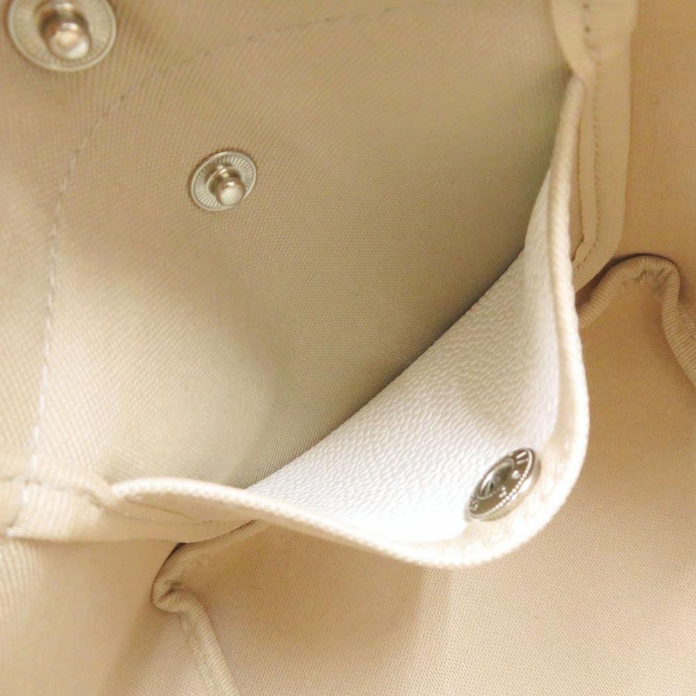 Used AUTHENTIC Herve Chapelier 701GP Luxe Boat-Shaped Tote Bag S White cotton