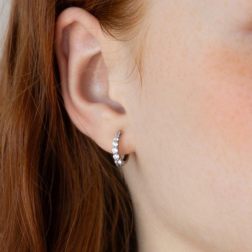 (925 Silver) Gradient Cubic Hoop Earrings Ec3228