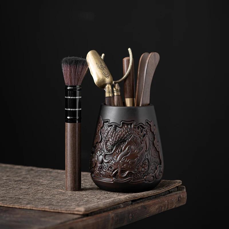 

Высококачественная фиолетовая керамика для чайной церемонии Six Gentlemen Hand Carving Керамика Blackwood Solid Kung Fu Чайный сервиз Аксессуары
