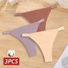 3 sztuki/zestaw bawełniane brazylijskie majtki damskie majtki seksowne majtki bikini z niskim stanem damskie jednolity kolor oddychająca bielizna M-XL