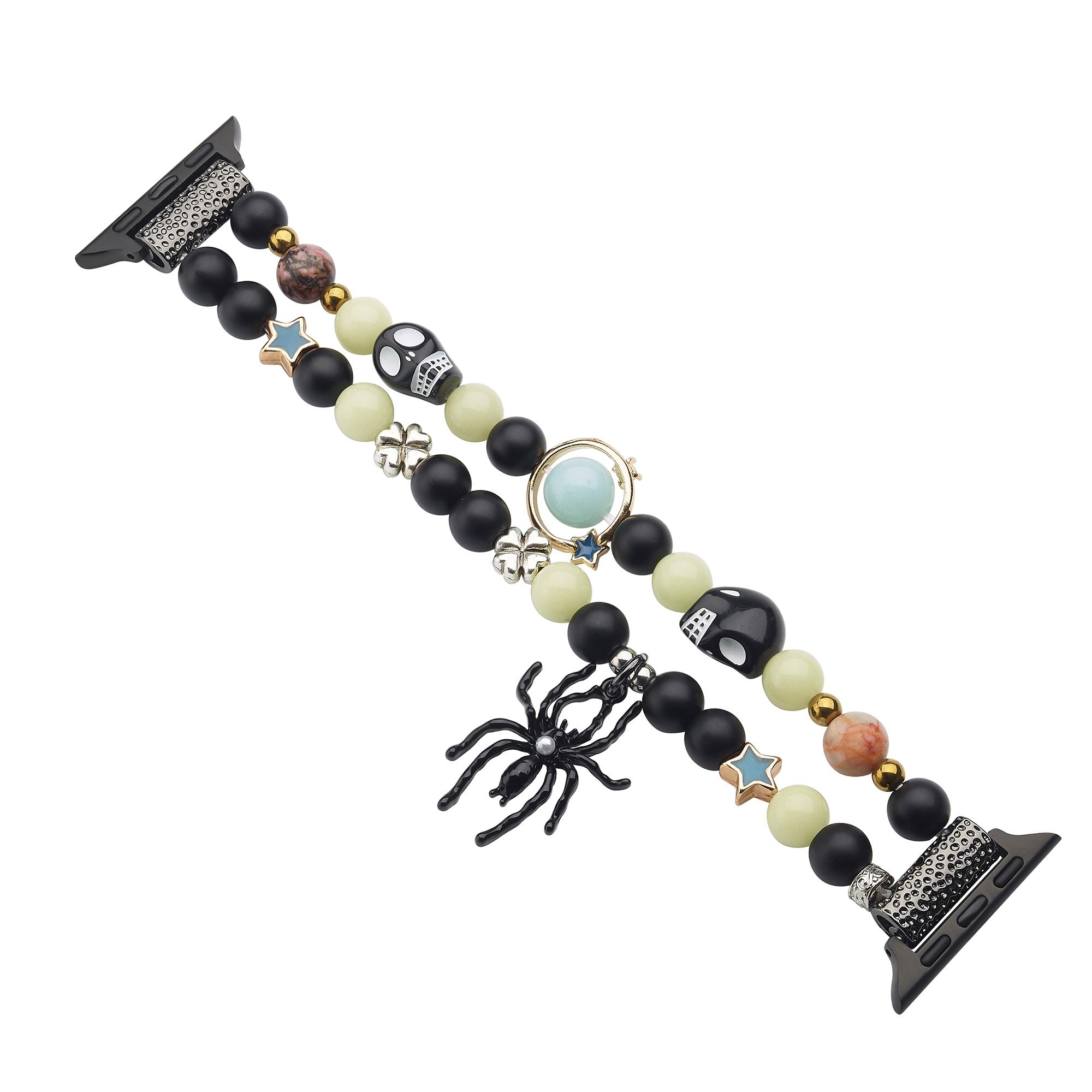 

Glowing Strap for Apple Watch Series 10 Ultra 9 8 7 SE 6 5 4 3 2 1 46mm 49mm 45mm 44mm 42mm with Spider Pendant Green Light+Black