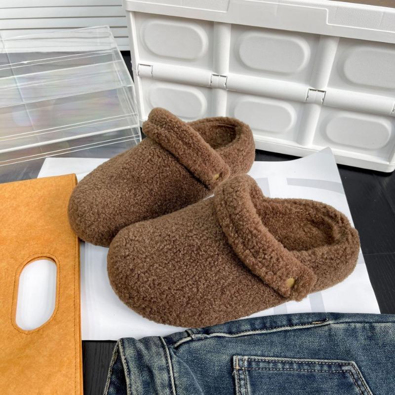 

Winter new bag head half slippers women wear fluffy shoes with piled and thickened soles indoor and outdoor cotton shoes 39