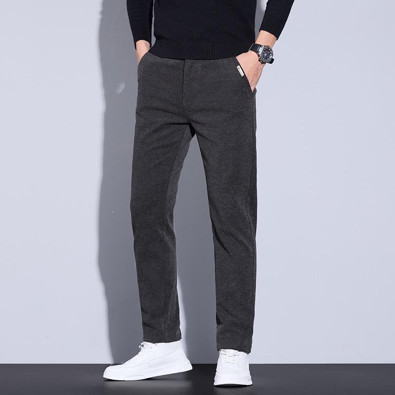 Men's Thermal Velvet Stretch Casual Pants - Thick, Soft, One-Piece Design
