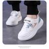 Kids White Sneakers Boys Girls Lightweight Breathable Walking Running Shoes With Hook Loop Closure