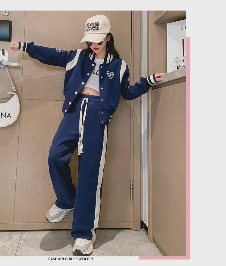 Stilvolle Frühlings- und Herbstsportbekleidung für Mädchen: Trendiges Zweiteiler-Set für Kinder