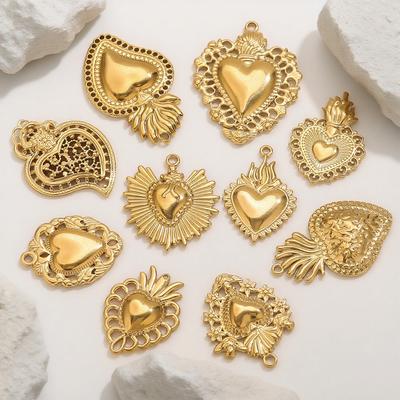 Yori 5PCS Stainless Steel Fashion Sun Love Heart Pendant Bracelet Necklace DIY Accessories Waterproof Wholesale