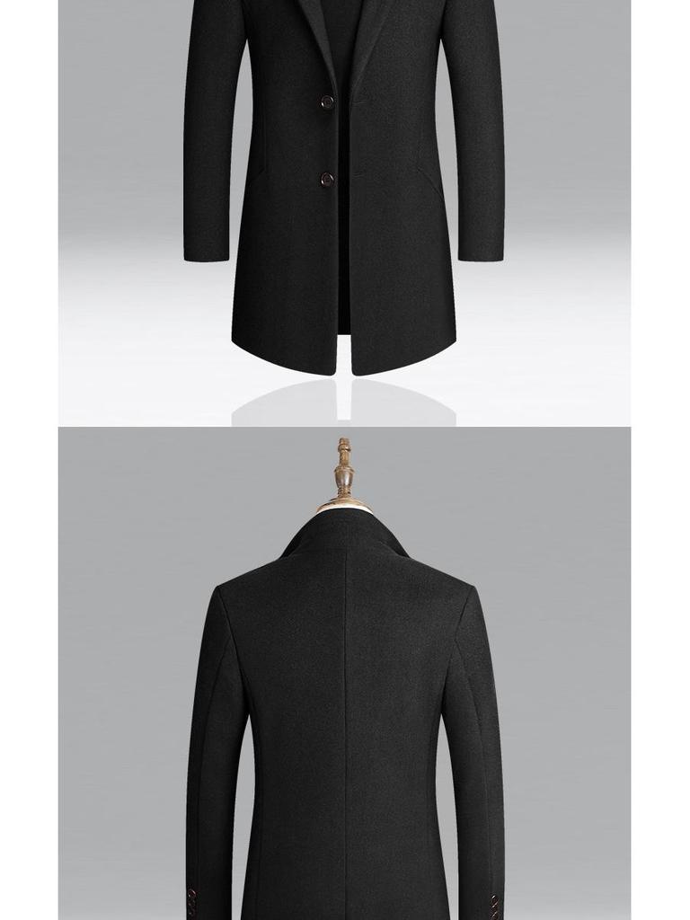 Men's Woolen Mid-Length Trench Coat with Cotton Padding – 2025 Autumn/Winter Style