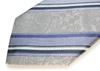 [SIMON CARTER] Simon Carter Paisley Stripe Silk Tie (Gray Silver)