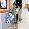 Broken color clearance Korean version shoulder bag women's niche casual cloth bag bear canvas bag female student class bag messenger bag