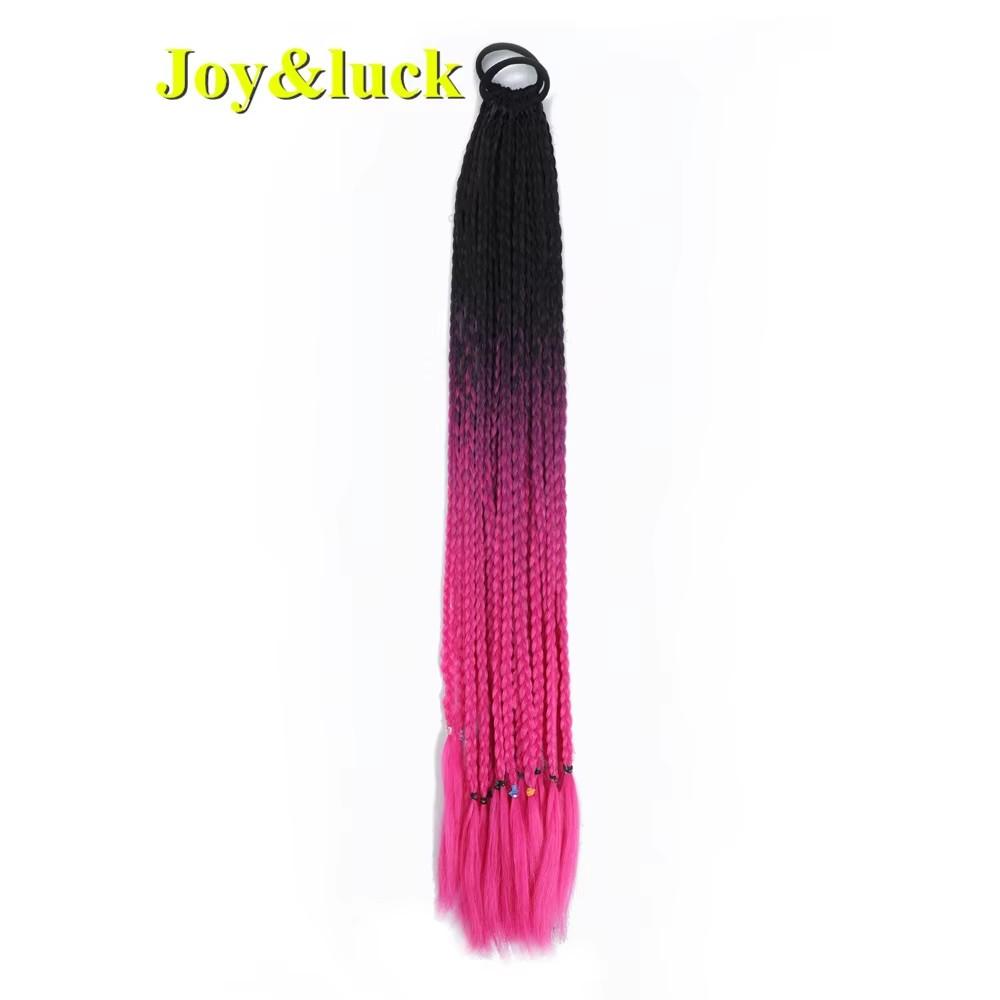 24 Zoll Ombre Yaki Straight Synthetische Haarverlängerungen Mädchen Farbe Geflochten Zopf Gummiband Box Braid