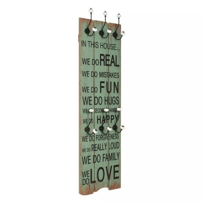 VidaXL Porte-manteau mural avec 6 crochets 120 x 40 cm HAPPY LOVE
