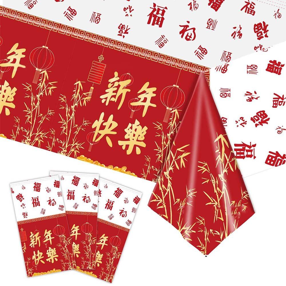 Bronzing Chinese New Year TableCover Plastic New Year Eve Decor  Chinese New Year