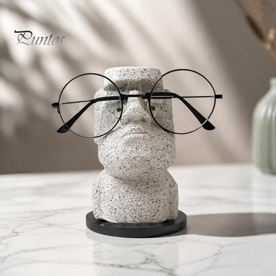 Sturdy Vinyl Glasses Stand Moai Eyeglass Holder, Abstract Easter Island Stone Stand, Fun Nose Bridge Support Holder Creative Display Stands,