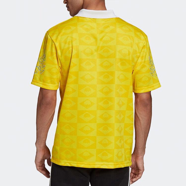 Adidas Originals Color Block Printed Sports Quick-Dry Breathable Polo T-Shirt Men Tops Yellow GD6040