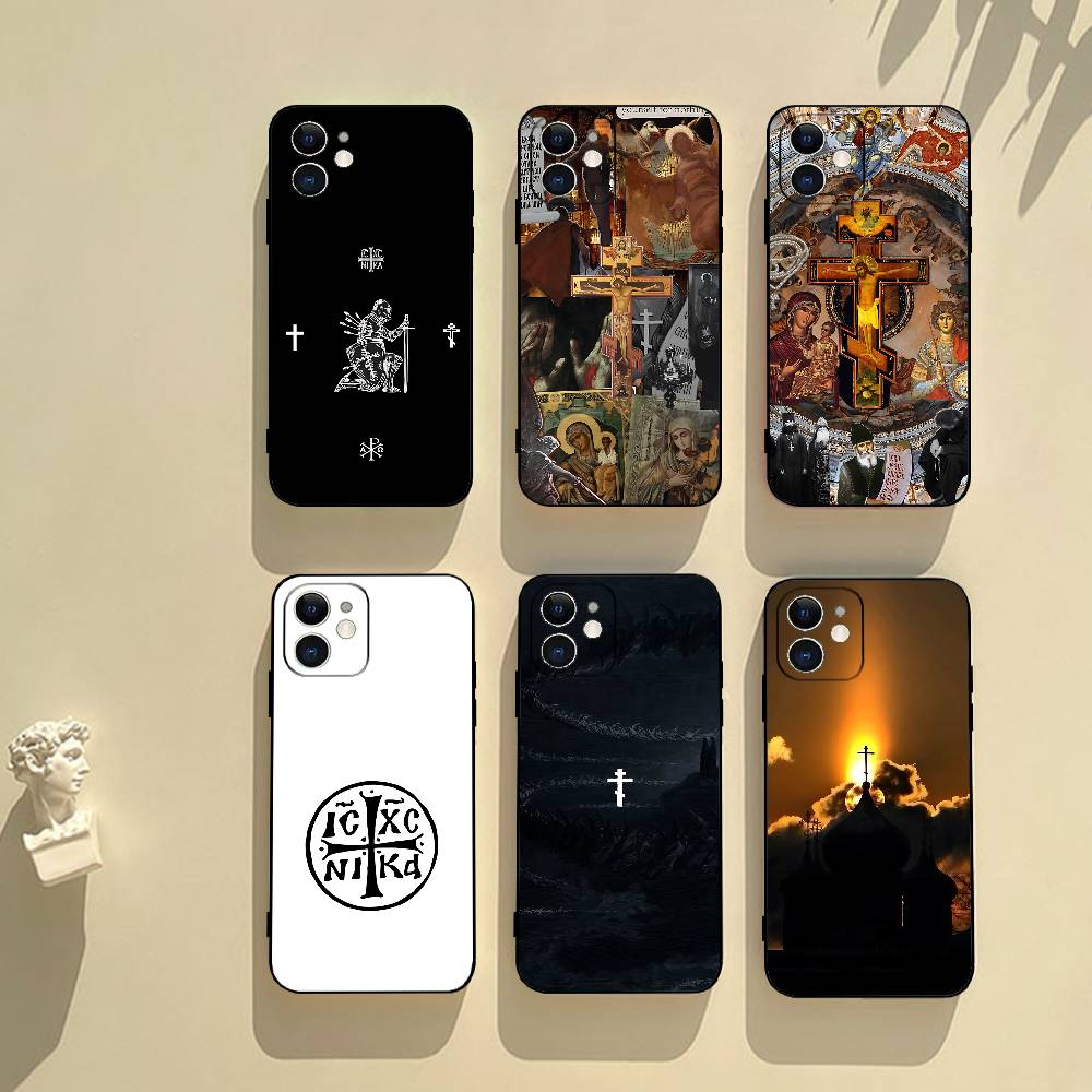 Icona Croce Ortodossa Custodia per Telefono Chiesa Custodia Nera per Telefono Per IPhone 17/16/15/13/14 Pro Max/ 11Plus/X/Xr/Xs Max 13mini