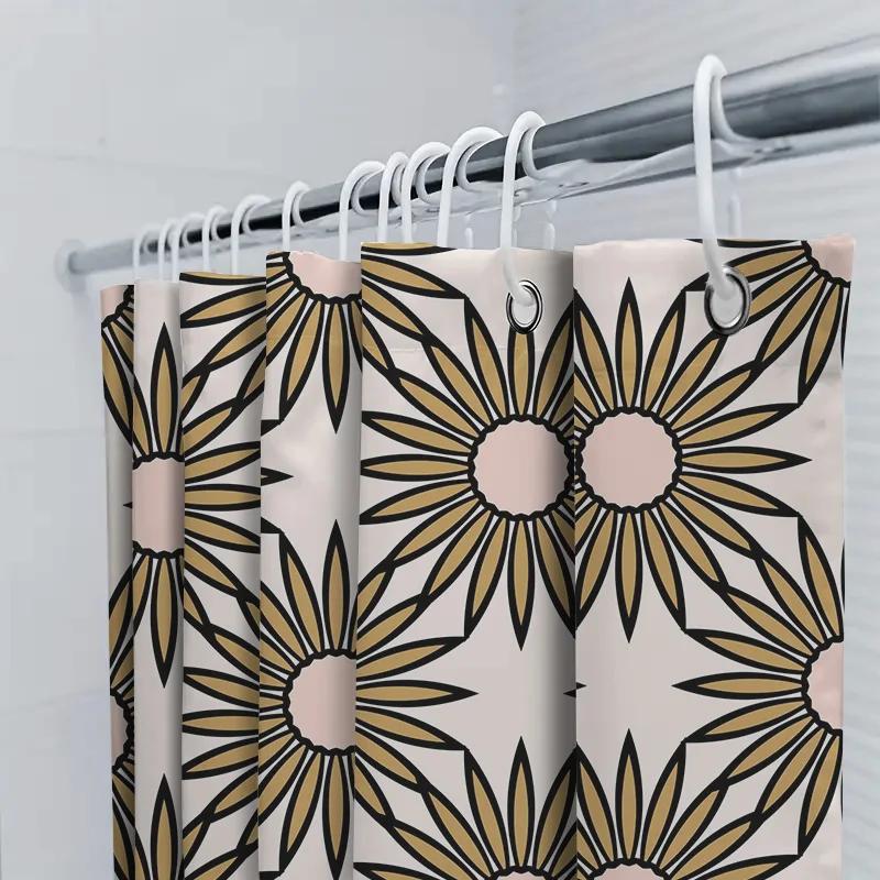 Chic Floral Shower Curtain With Black, White, Pink, And Gold Design Ideal For Bathroom Decor!