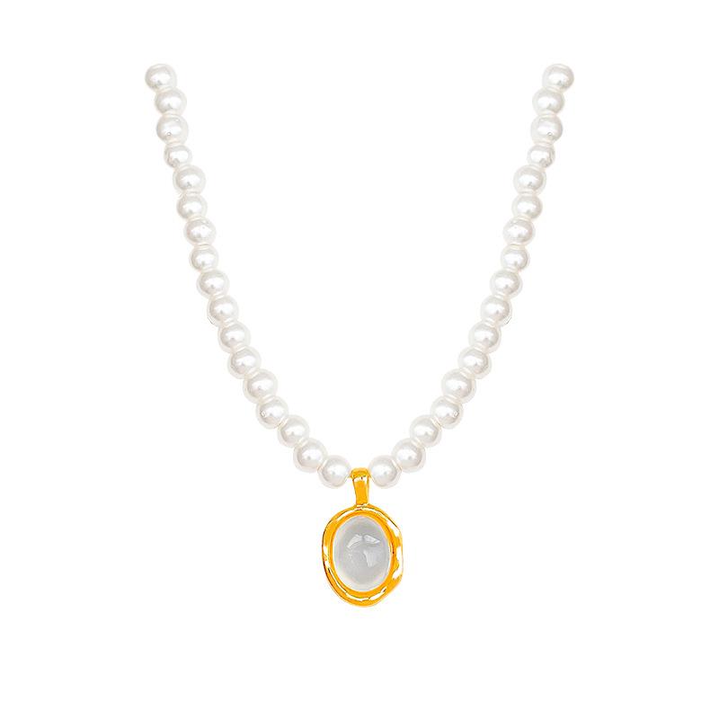 Light Luxury High-End Imitation Pearl Beaded Necklace Women'S Versatile Niche Design Collarbone Chain Summer Accessories