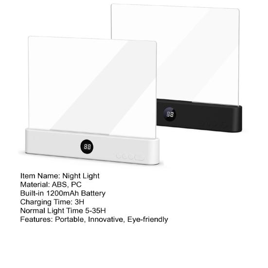 Rechargeable LED Page Reading Light USB Book Lamp with Dimmable Color Temperature & Timer Ultra-Thin Design for Night Reading Student Bedside Lamp