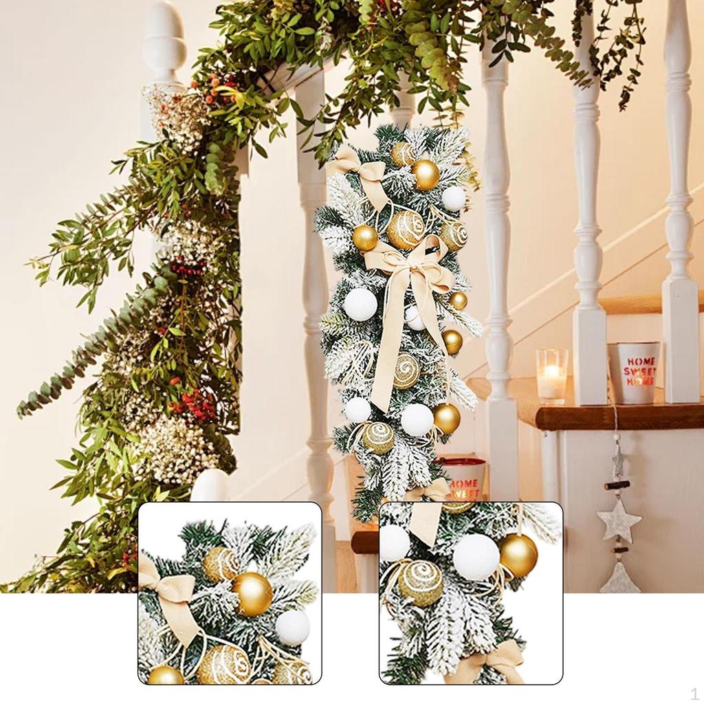 Light Up Christmas Stair Swag Artificial Wreath, Decoration, Stairway for Party