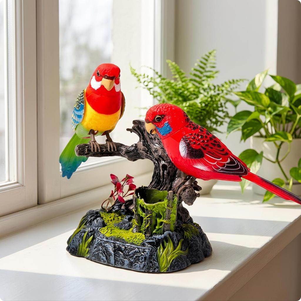 Chirping Talking Parrot Ornament Interactive Sound Activated Bird
