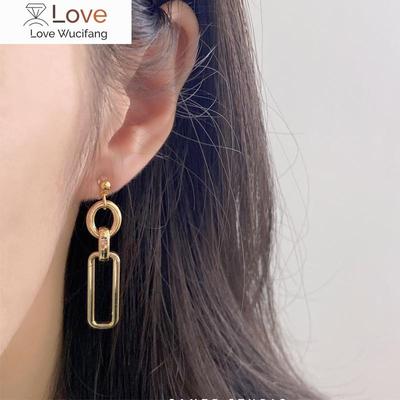Statement Goldfarben Geometrische Clip-Ohrringe Ohne Piercing Temperament Ausgehöhlt Lange Quadratische Clip-Ohrringe Ohrclips Damen