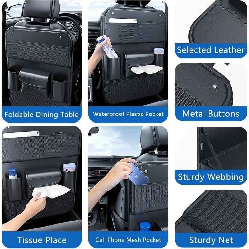 Leather car back seat storage bag, foldable table back seat car storage bag, PVC car back seat storage bag,