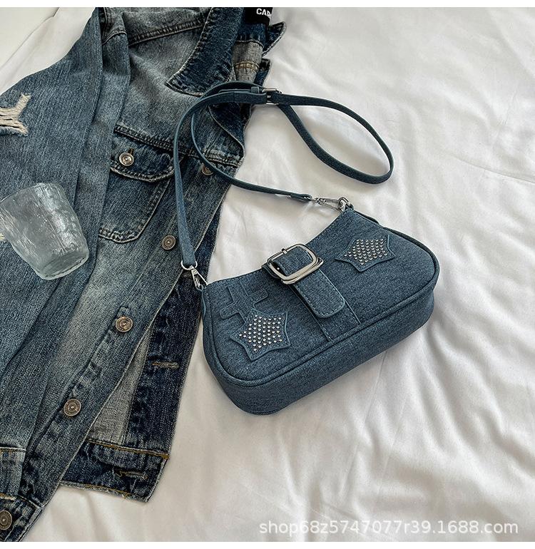 2025 New Fashion Texture Armpit Bag Summer Premium One-Shoulder Crossbody Bag Star Diamond Style Korean Women's Bag