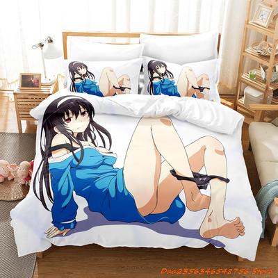 Utaha Kasumigaoka Bettwäsche-Set Cartoon Anime Dreiteiliges Set Erwachsene Kinder Schlafzimmer Bettbezug-Sets 3D Kawaii Mädchen Sexy