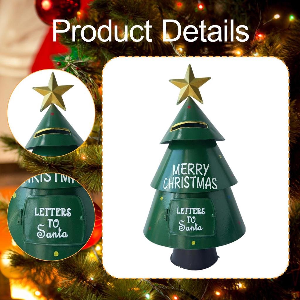 Christmas Tree Statue Mailbox 35cm Height Home Decoration Mail Box Post for Porch Garden Yard