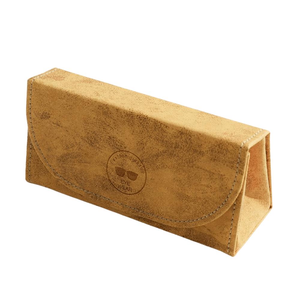 Large Capacity Triangular Glasses Case PU Leather Eyeglass Protective Case New Glasses Box жёлтый